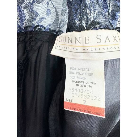 Gunne Sax Jessica McClintock Womens Vintage Dress Black Blue Lace Sweetheart 7 - Picture 8 of 11